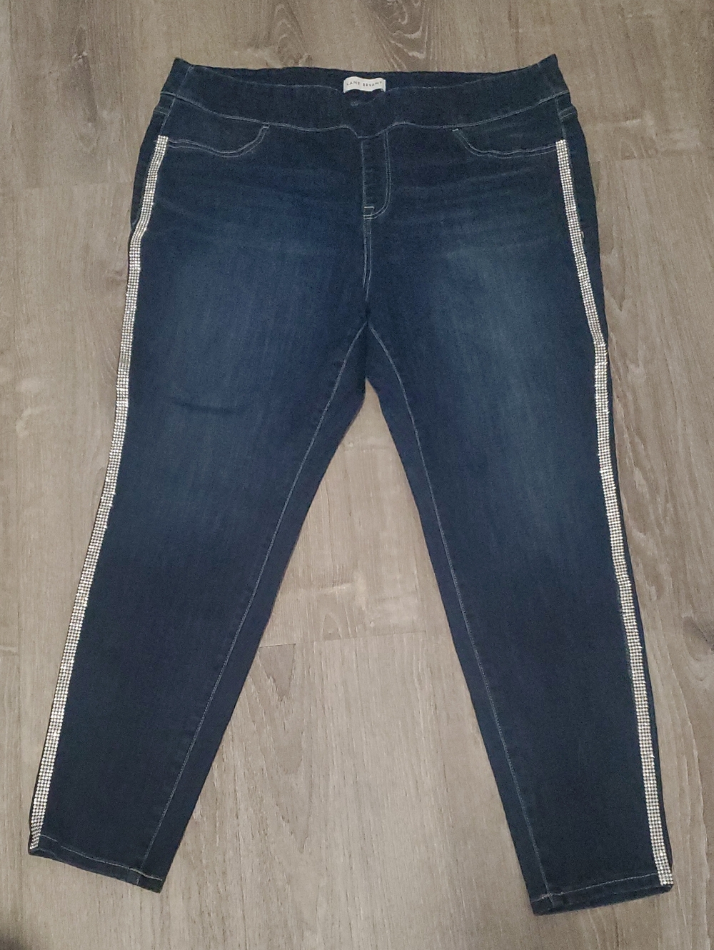 Lane Bryant High Rise Flex Magic Waistband Rhinestone Tuxedo Stripe Jeggings 22